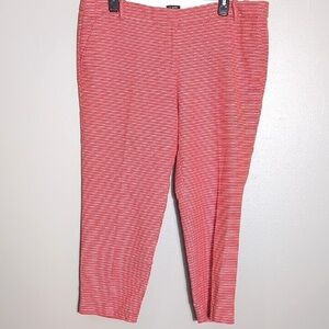 J. Crew Orange Coral and White City Fit Textured Capri Pants 14